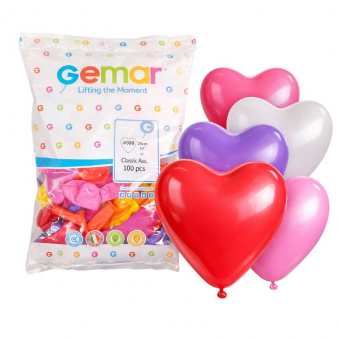 Купить Шары воздушные СЕРДЦЕ "Gemar" 10" (100шт). Микс цветов оптом